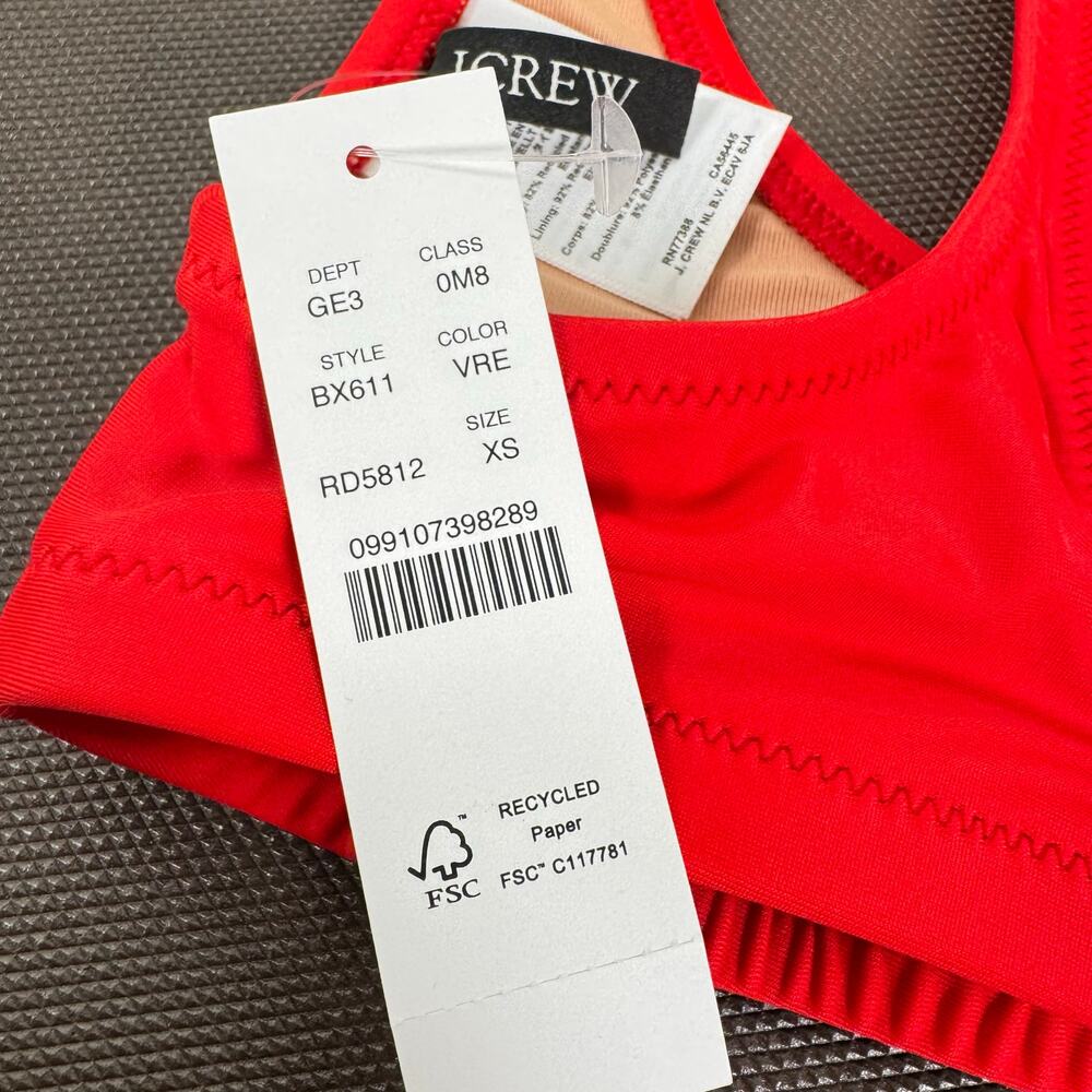 NWT J. Crew Women's Red Fits Everybody Scoop Bralette Bikini Top Size XS - Picture 5 of 6